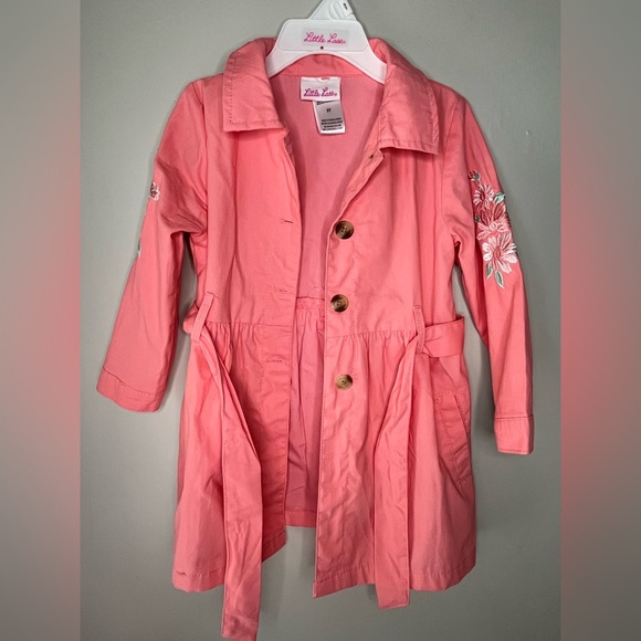 Little Lass Floral Dress & Coral Jacket Matching Set Girls Size 3T - Picture 7 of 10